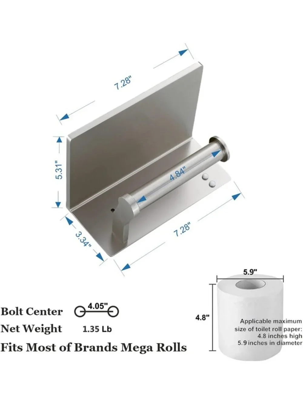 Stylish Toilet Paper Holder with Shelf - Aluminum Tissue Roll & Phone Storage